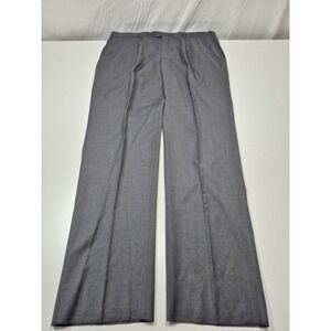 Majer Dress Pants Mens 44x37 Gray Wool Pleated Straight Super 120 NWT USA